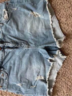 Light Wash Distressed Denim Shorts